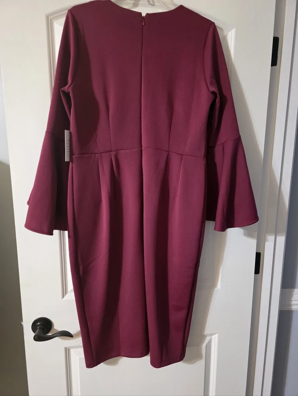 Eloquii Berry Bell-Sleeve Sheath Dress